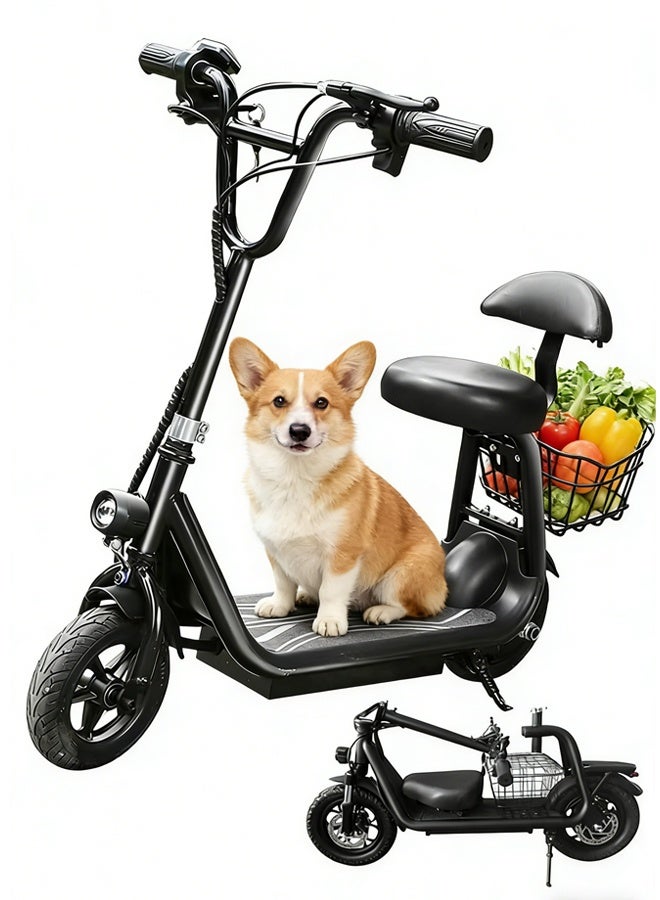 Favarey 36V 8.5 Inch Small Harley Electric Scooter for Kids & Adults, 36V 300W Brushless Motor, 36Ah Battery, Up to 18km Range – Foldable Mini Electric Scooter with Headlight & Basket, Black - Image 1